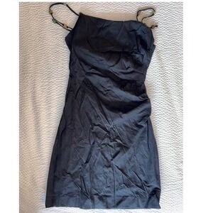 Zara Mini Dress Beaded Straps Sleeveless Black Dress XS